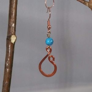 Handmade Copper& Wire Drop Earrings NWT